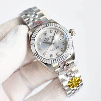 Rolex Datejust replica with green dial 316L Steel Mechanical Movement 31*12mm Women Silver Jubilee Bracelet Watch